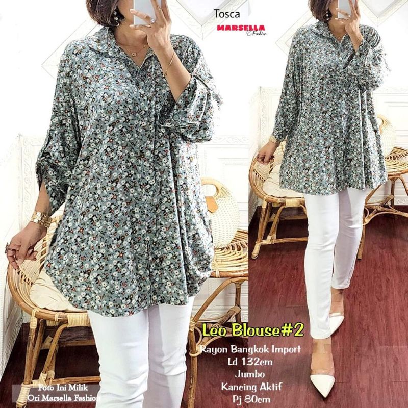 Leo Blouse #2 Matt Rayon Bangkok Import Blouse Wanita Blouse Jumbo Blouse Busui Kekinian Good Qualit