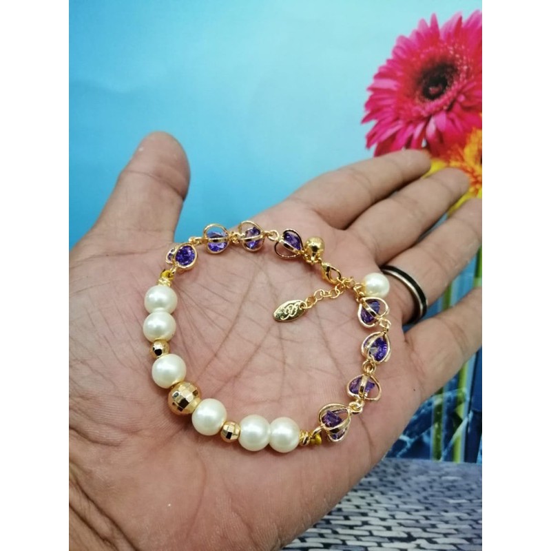 gelang tangan wanita //gelang mutiara/perhiasan //gelamg