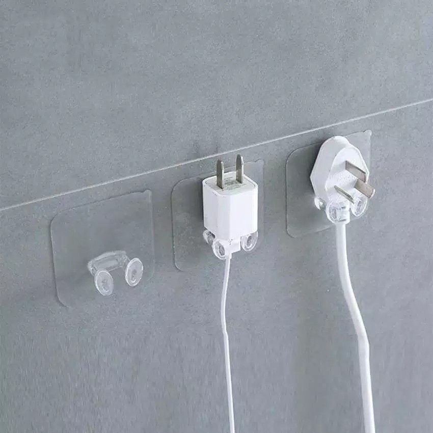 Hook Steker Gantungan Colokan - Gantungan Colokan Steker Listrik - Transparan Power Plug Hook