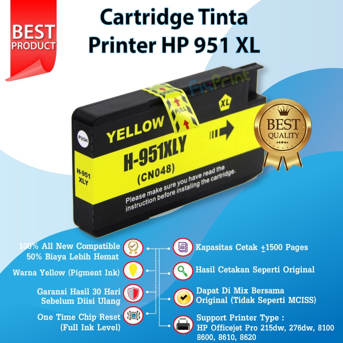 Paket 1 Satu SET CMYK Cartridge Tinta Compatible 950 951 XL HP 950XL