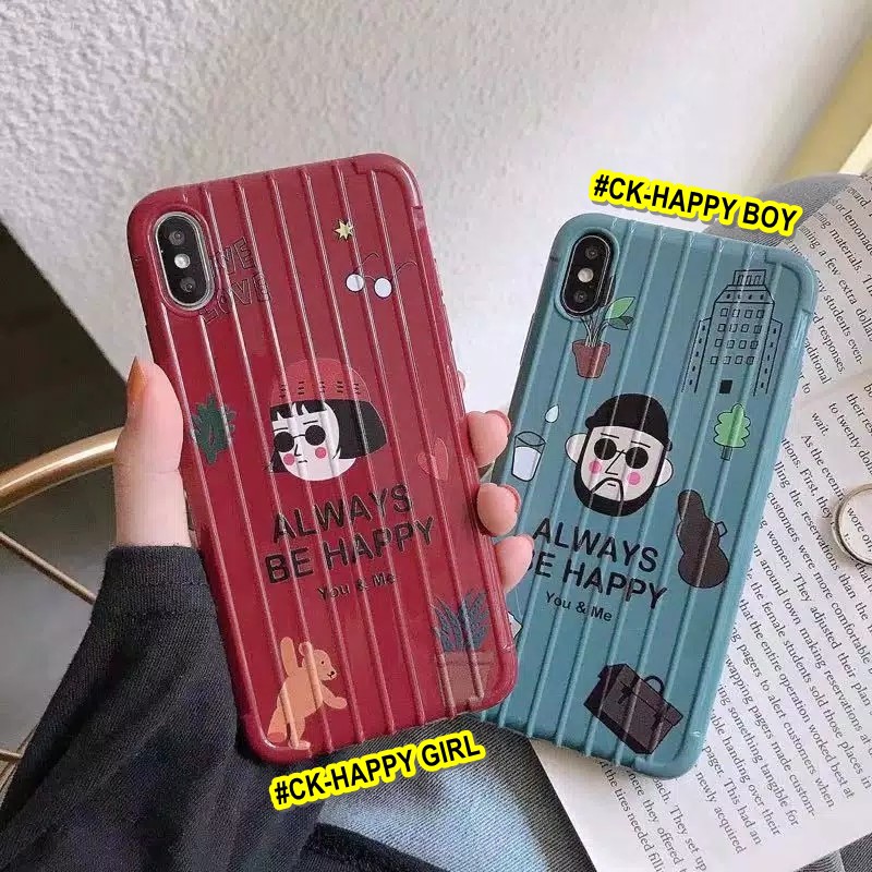 Happy Girl Boy Case untuk Oppo A5 A9 A31 A12 A3s A5s A7 A1k Realme 5 s 5i C2 Vivo Y91 Y93 Y95 Y12 Y15 Y17