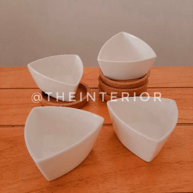  SALE Mangkok Keramik Putih  Triangle Putih  Mangkuk Saji 