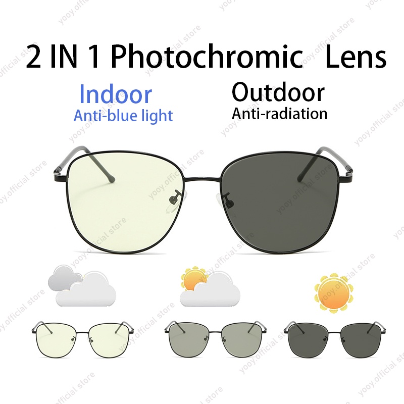 Kacamata Photocromic Korea / Anti Radiasi 2 In 1 Potokromik Photochromic Pria Wanita