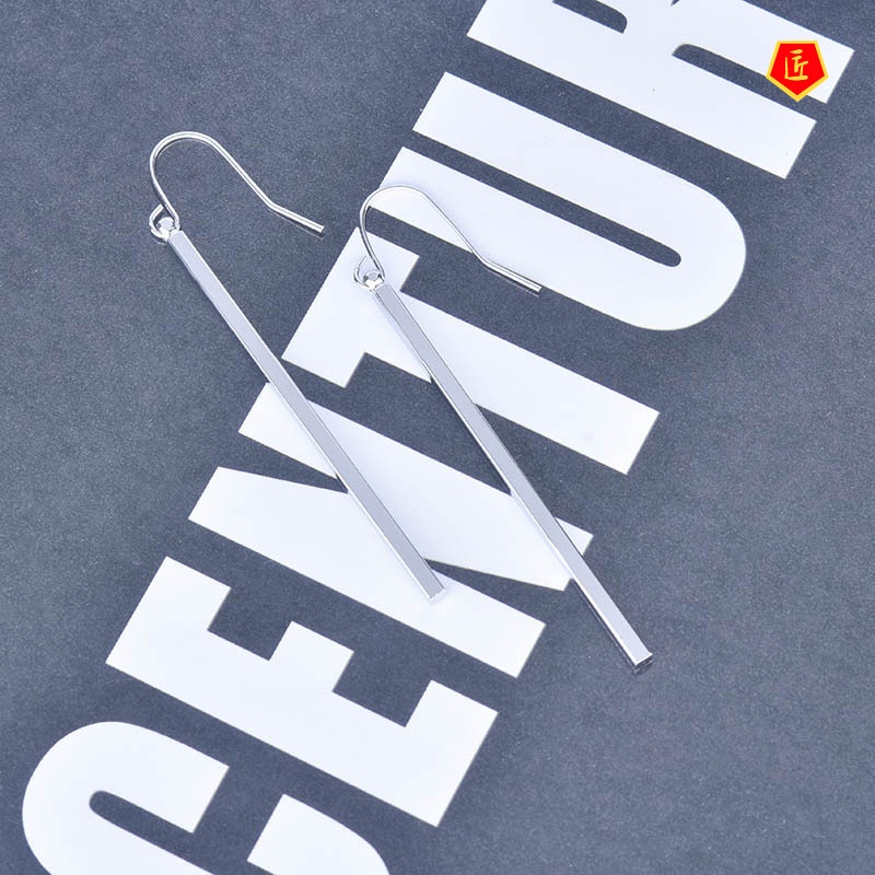 [Ready Stock]S925 Silver Glossy Square Earrings Korean Style Sweet