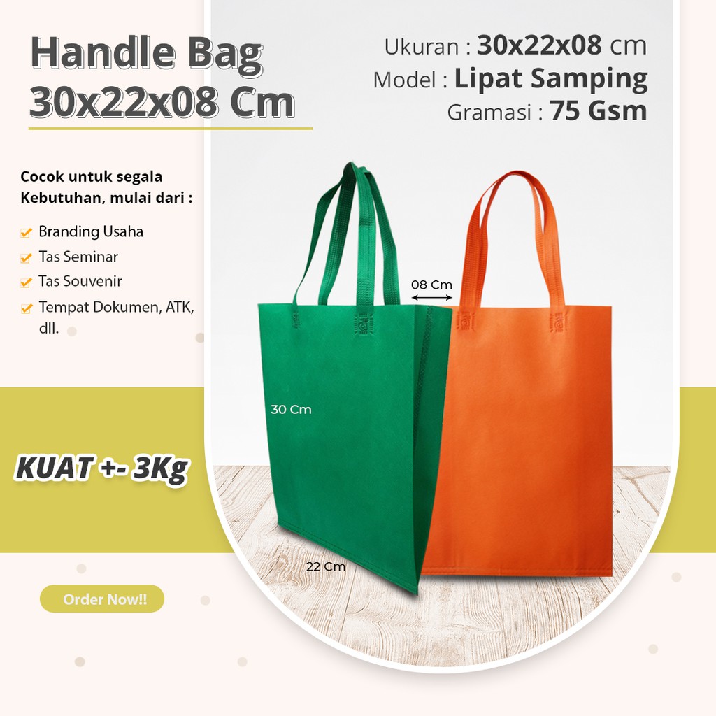 

[GROSIR] TAS SPUNBOND HANDLE BAG TAS SEMINAR DOKUMEN GOODIE BAG SEMINAR 30X22X8