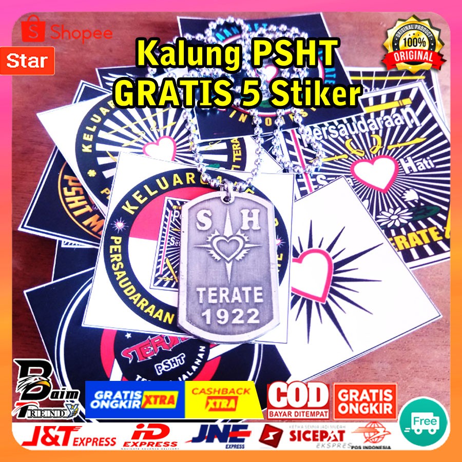 Kalung PSHT Gratis Stiker Liontin Monel Asli Anti Karat SH Terate 1922 Hati Bersinar PSHT Indonesia