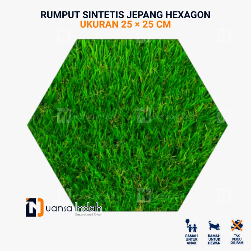 rumput sintetis jepang hexagon ukuran 25x25 cm