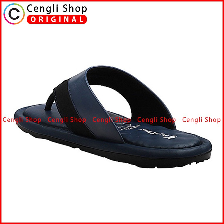 PLAYBOY SANDAL JEPIT KULIT CASUAL PRIA ORIGINAL TERBARU BIRU NAVY PLB5