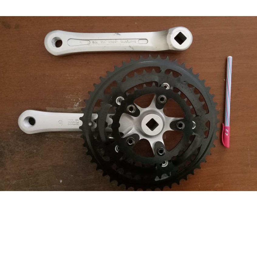 CRANK GEAR SHIMANO EXAGE 300LX MADE IN JAPAN GIR TENGAH 28-38-48 T SEPEDA BALAP MTB NOS