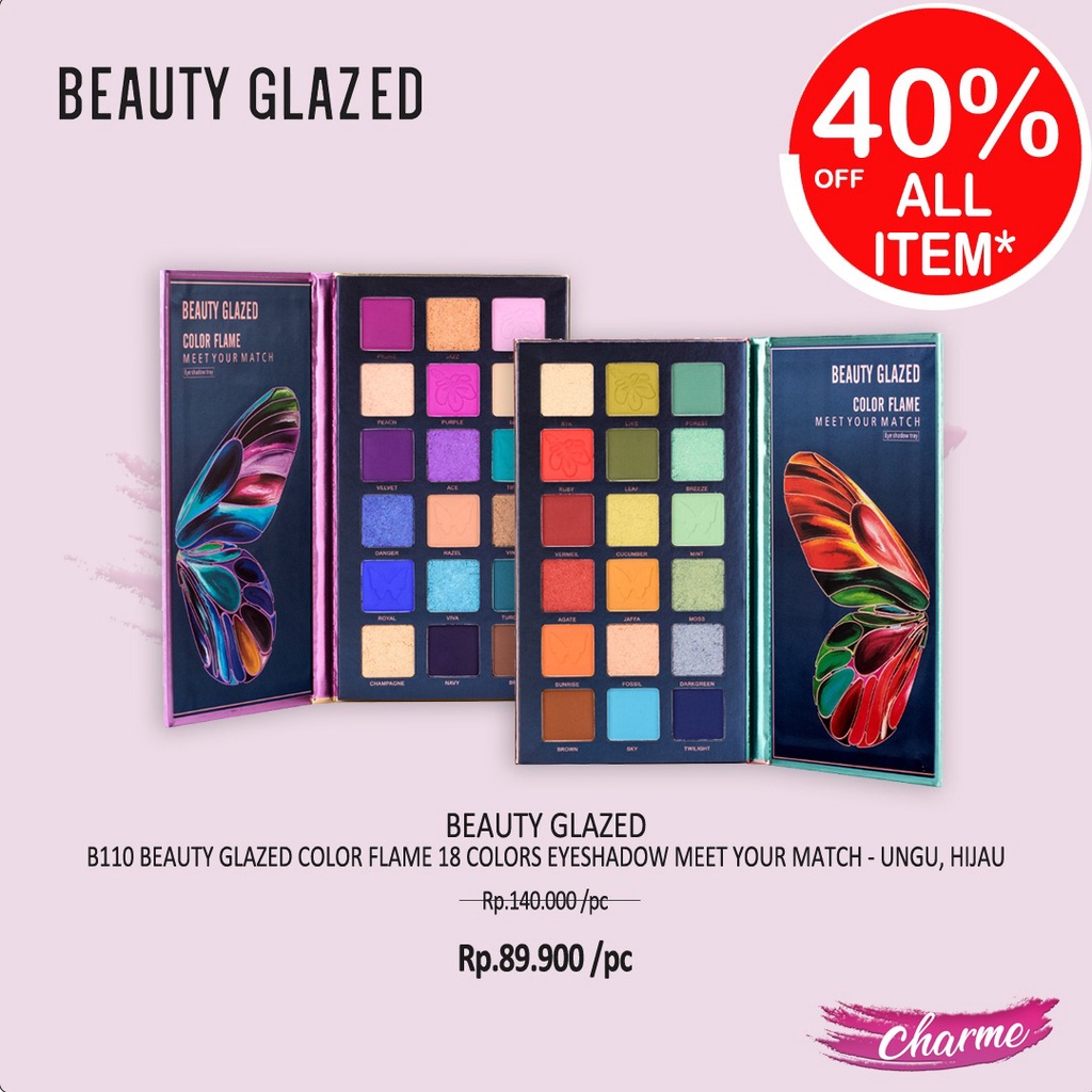 (READY) Beauty Glazed Color Flame 18 Colors Eyeshadow Meet Your Match B 111 HIJAU b111