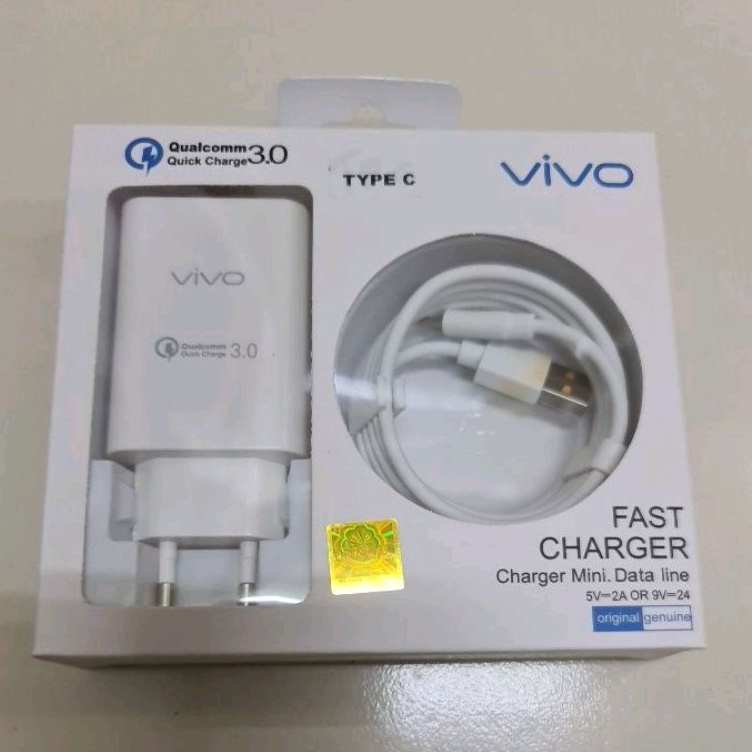 Charger VIVO ORIGINAL 100% 3.0 Qualcomm Quick Charge Micro USB Dan Type C (X30)