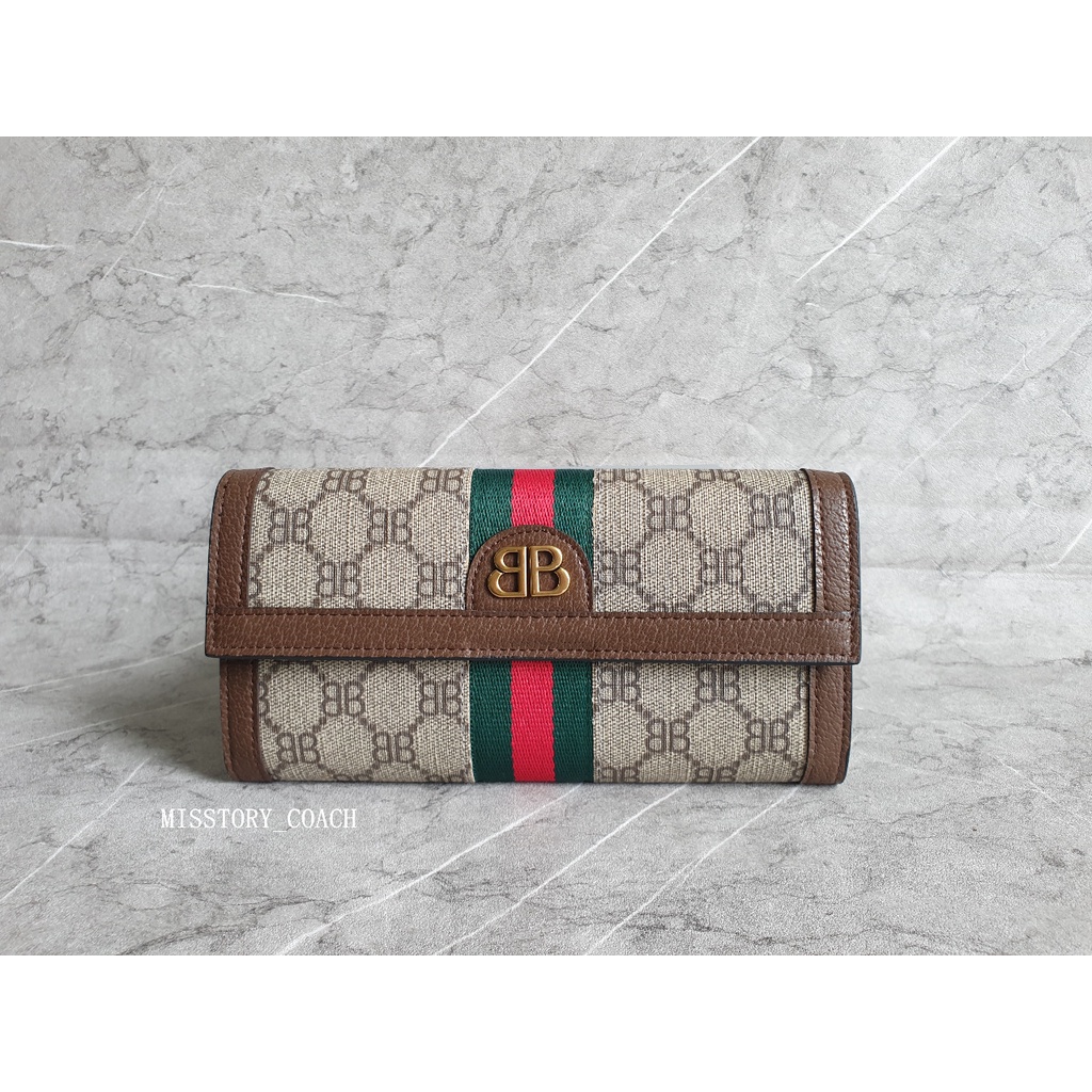 DOMPET BRANDED LONG WALLET BALENCIAGA X GUCCI PROJECT IN CANVAS JACQUARD IN BROWN