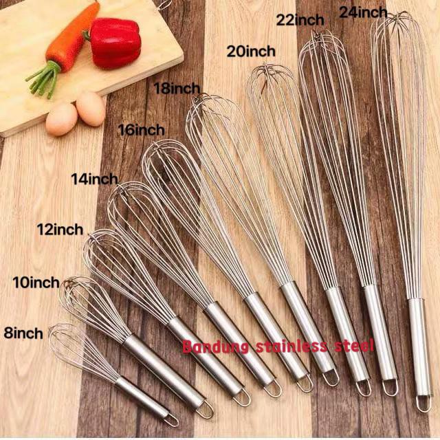 Termurah! Kocokan telur pengocok telur manual egg whisk stainless steel 10 inch 12inch 14inch 16inch