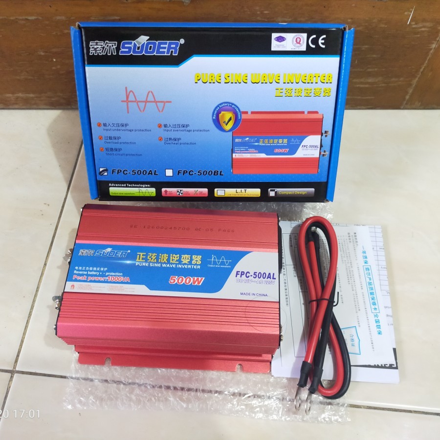 SUOER Solar Power Inverter PSW Pure Sine Wave Murni 500watt FPC 500 AL 500 watt