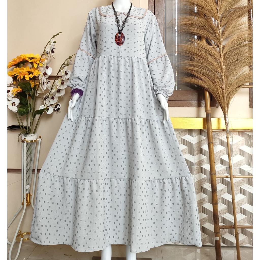 Gamis tanpa hijab Matt - Uragiri Twotone Mix Renda kecil Lengan Balon