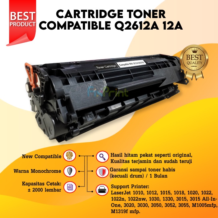 Cartridge Toner Compatible HP 12A Q2612A 1010 1020 3000 M1005 M1319