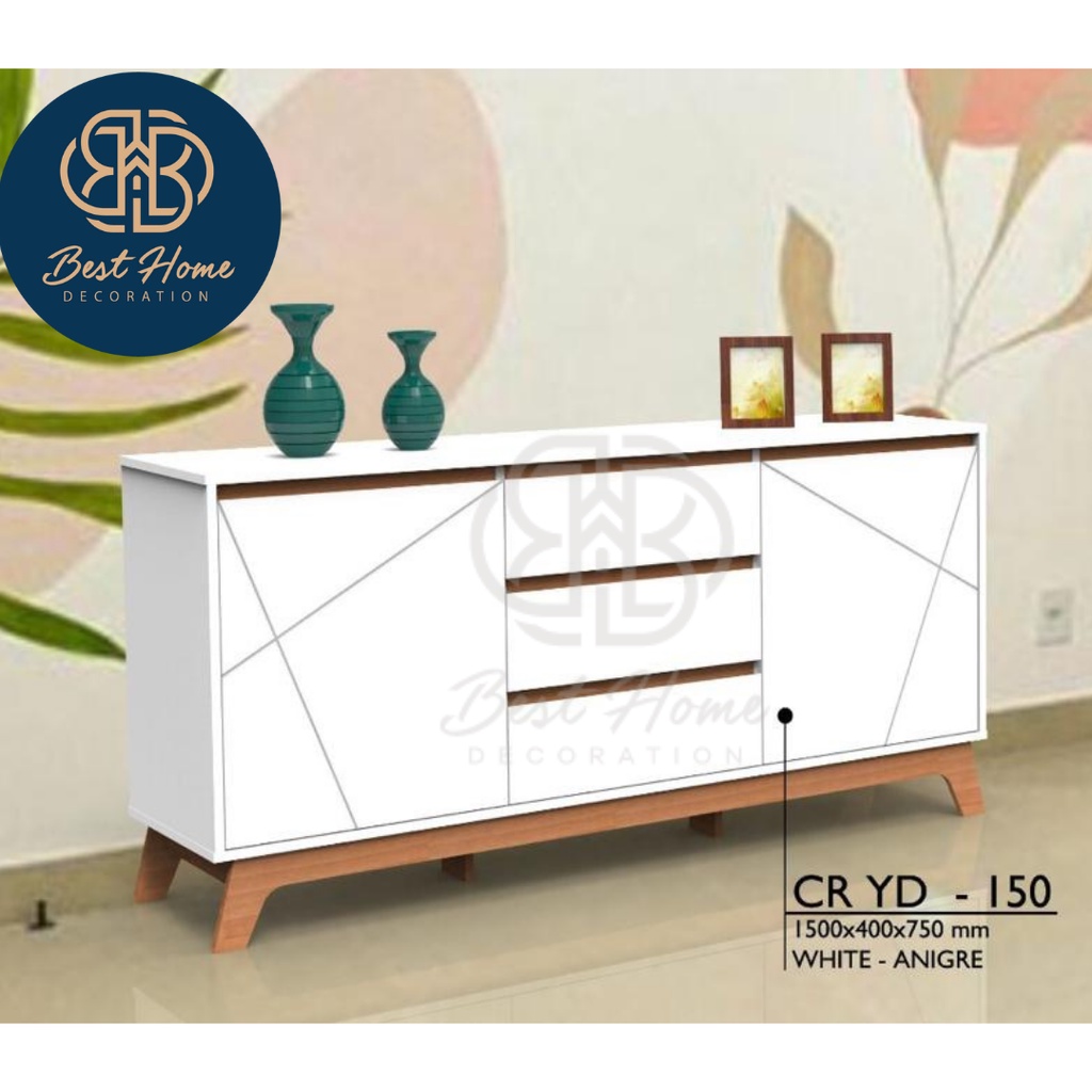 MEJA TV MINIMALIS CR150 UK 150 x 40 x 75 cm - MUAT SAMPAI 60 INCH