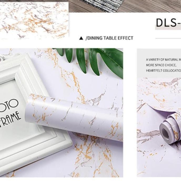 Promo Wallpaper Sticker Dinding Dapur Premium Glossy Marmer Putih Bergaransi
