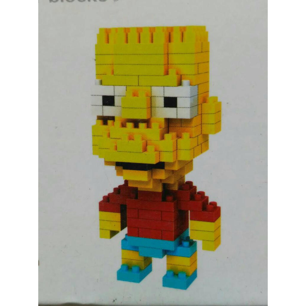 Mainan anak merakit Rakitan Lego Mini Brick Nano Diamond Block karakter bart simpson