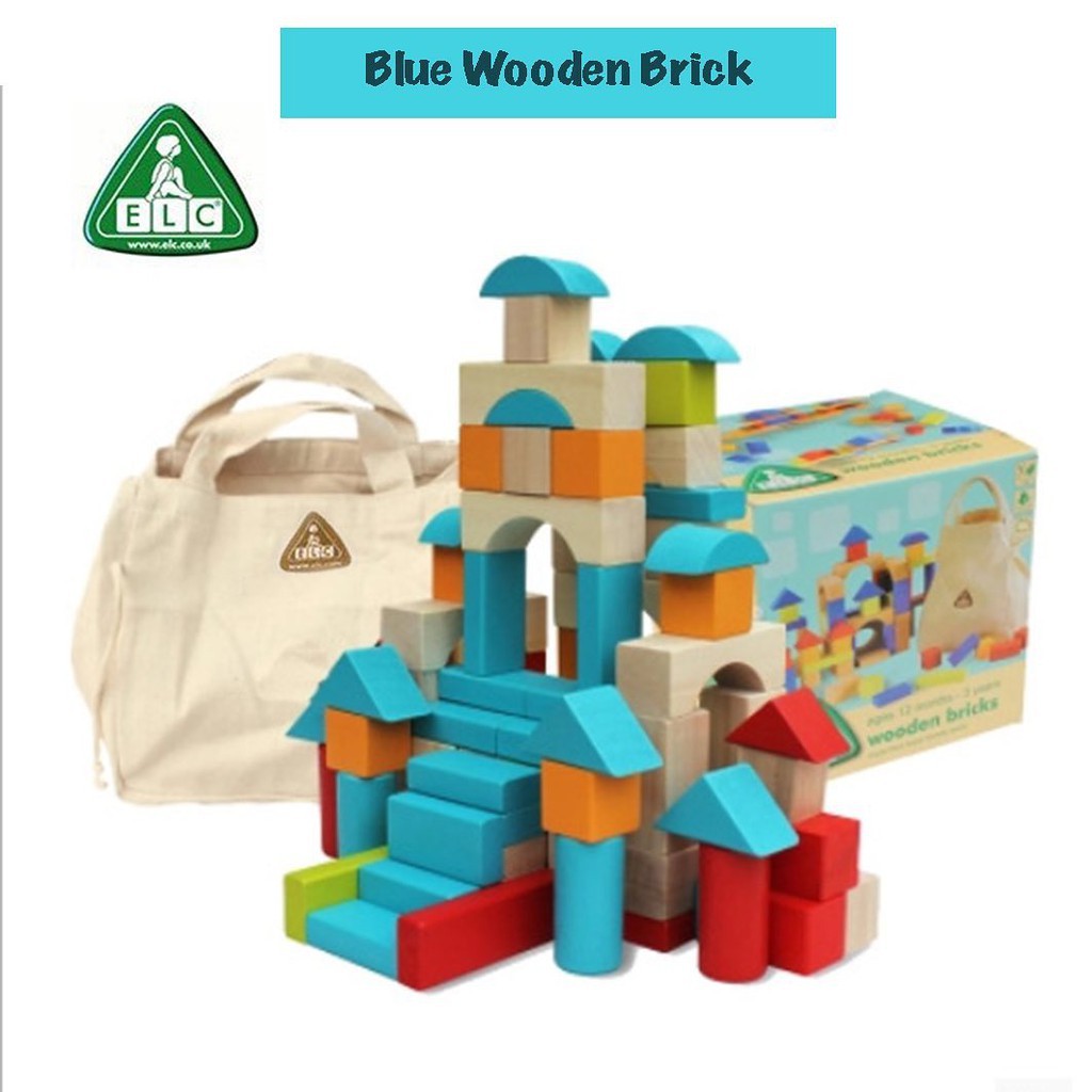  ELC  Blocks Wooden Bricks 100pcs Mainan  Kayu  Balok Balokan 