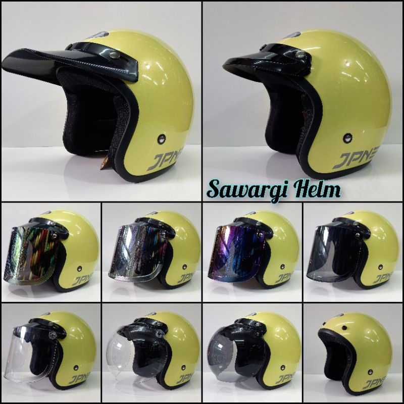 HELM JPN KUNING LEMON KACA CEMBUNG KACA DATAR