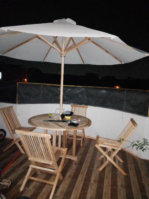 Kursi Meja Payung Tenda Cafe Resto Unfinishing