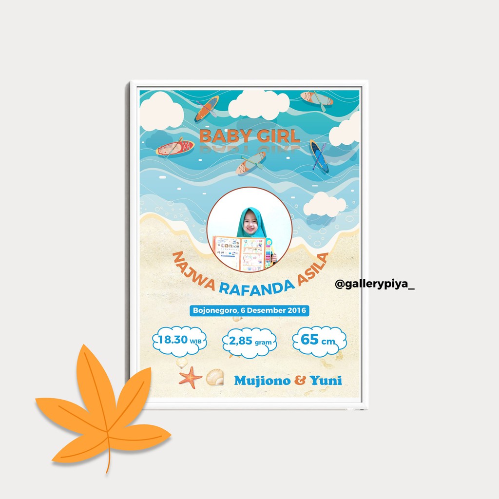 Biodata Bayi - Kado Bayi - Kado Anak - Custom Frame Baby Bio Kado Lahir Bayi
