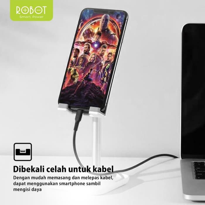 ROBOT RT-US04 Liftable &amp; Foldable Aluminum Alloy Universal Phone Holder - Garansi Resmi 1 Tahun