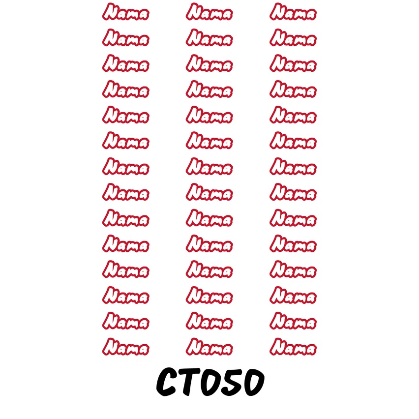 

Sticker Nama Cutting Label Waterproof Tahan Air Text 50 (CT050)