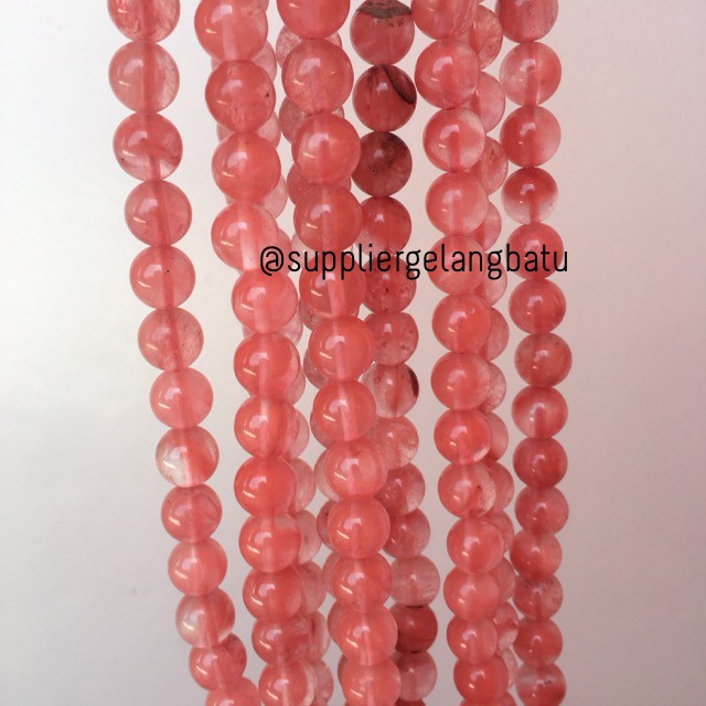 batu kristal cherry quartz 10mm chery pink crystal stone healing ceri aksesoris fashion pria wanita