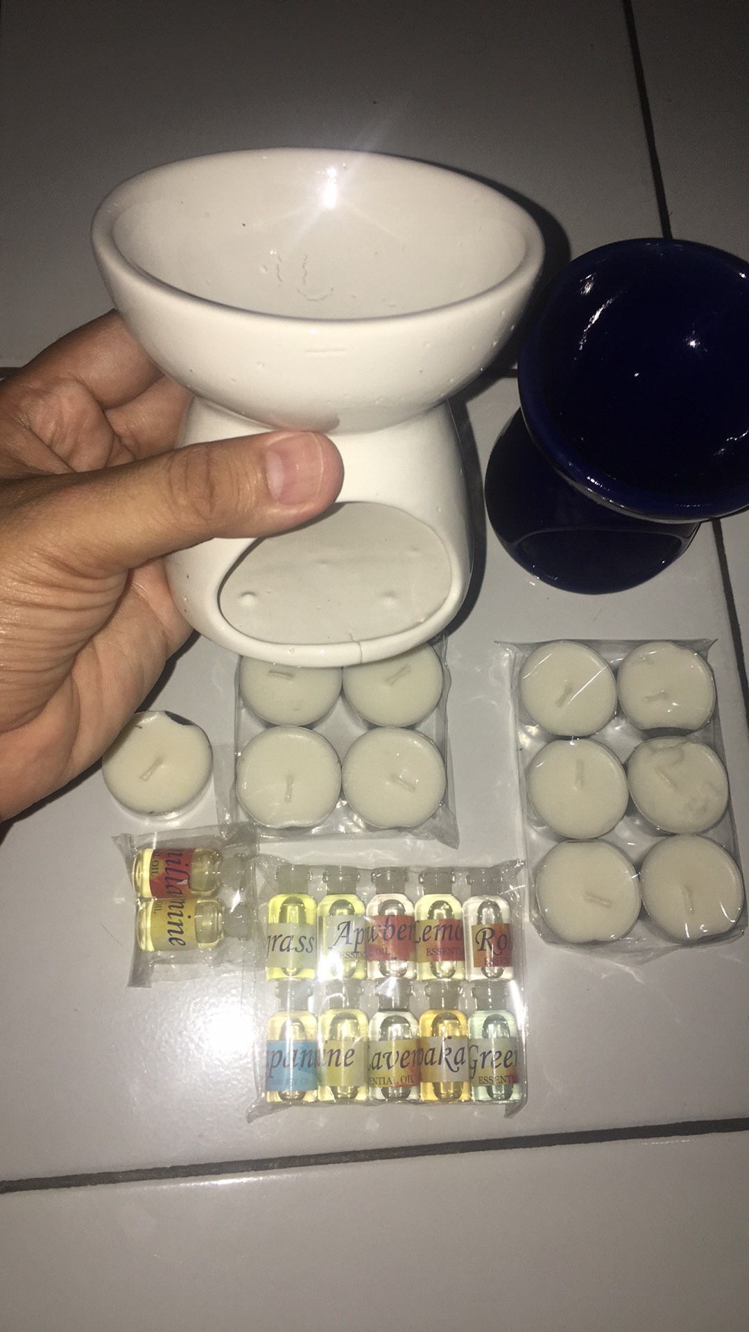 Paket Tungku Aromaterapi Jumbo Bulat Keramik Full Glasir