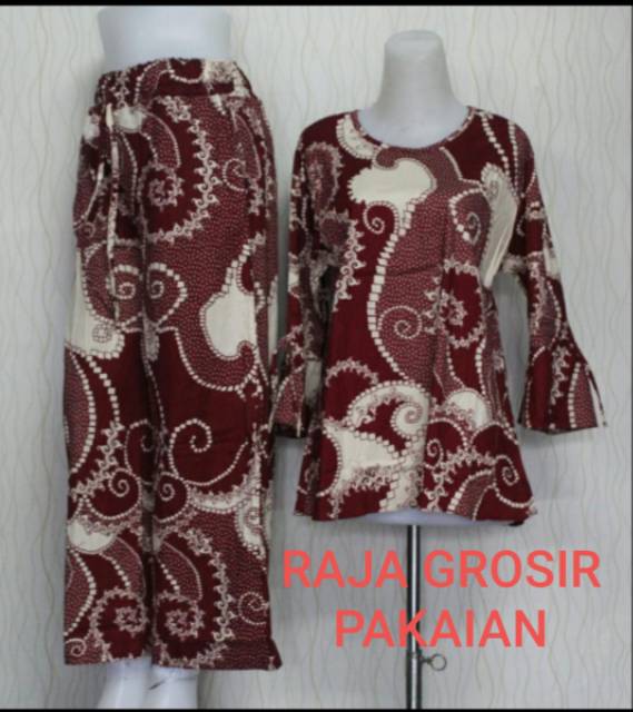 Setelan Batik Panjang Dewasa Bahan  Katun Stretch Premium/Bisa Pilih Motif