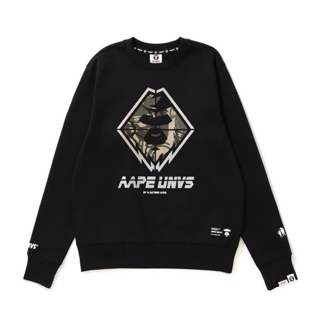 AAPE APES AND PLANET EARTH CREWNECK BLACK AAPE JAPAN AUTHENTIC