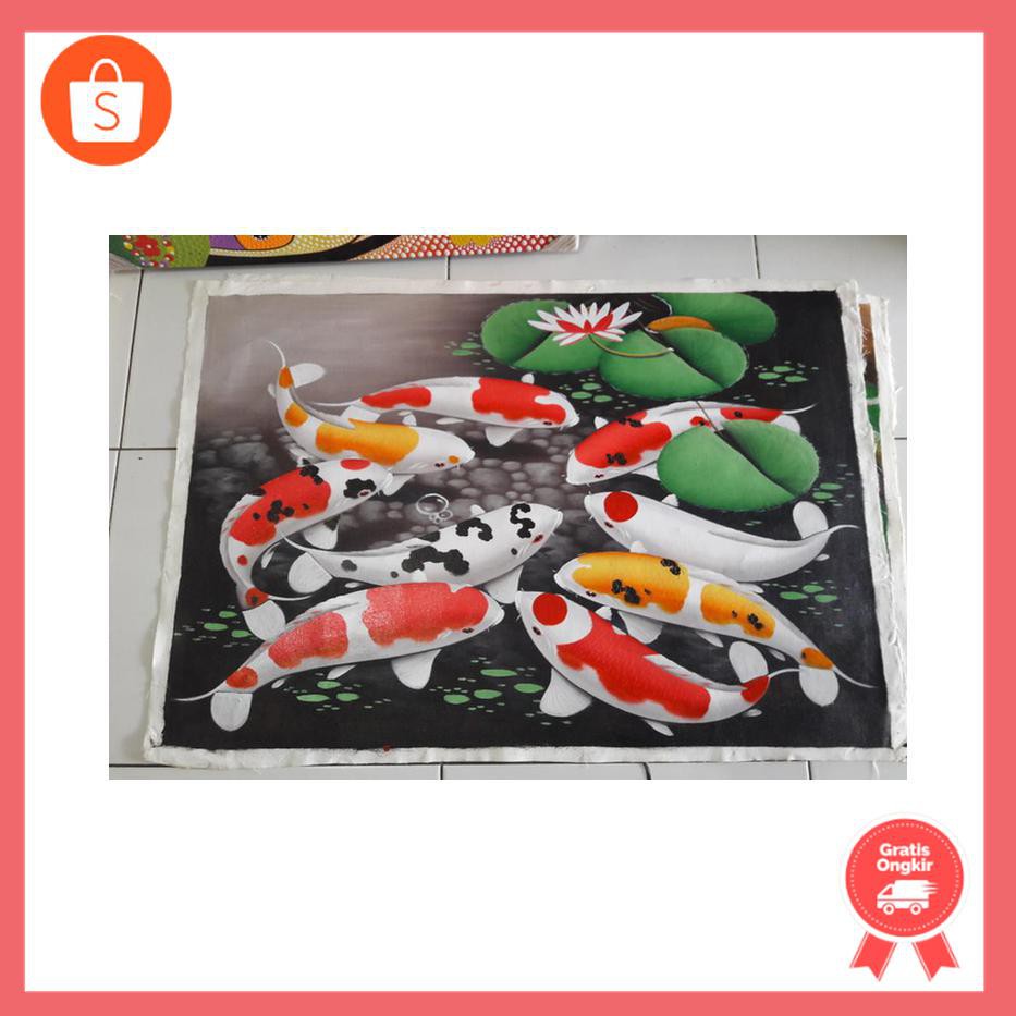 lukisan dinding koi kanvas