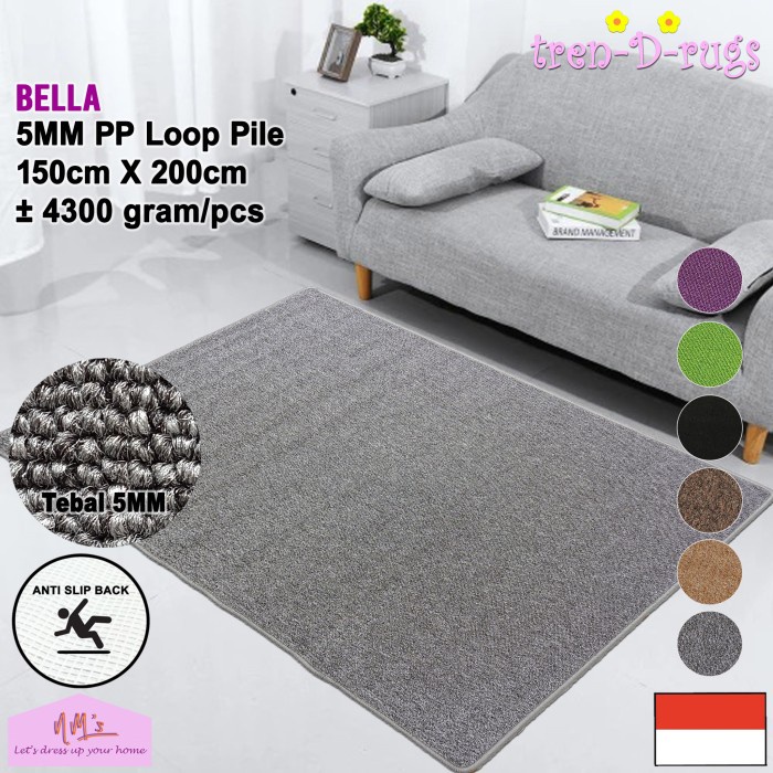 TIKAR-KARPET- KARPET PERMADANI ALAS LANTAI RUANG TAMU KAMAR ANTISLIP POLOS MINIMALIS - PURPLE