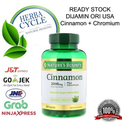 Natures Bounty Cinnamon plus Chromium 2000 mg 60 Cap Nature Kayu Manis