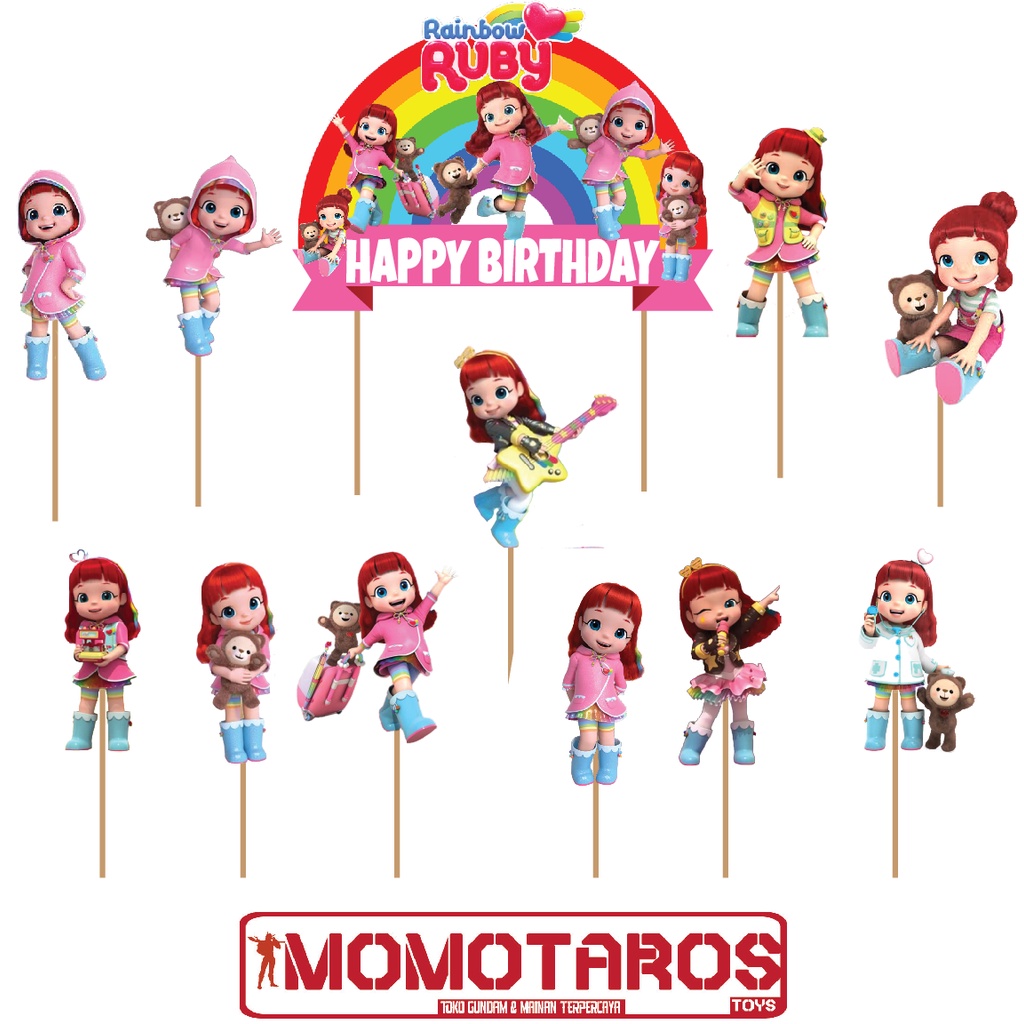 Topper cake Rainbow Ruby solo set