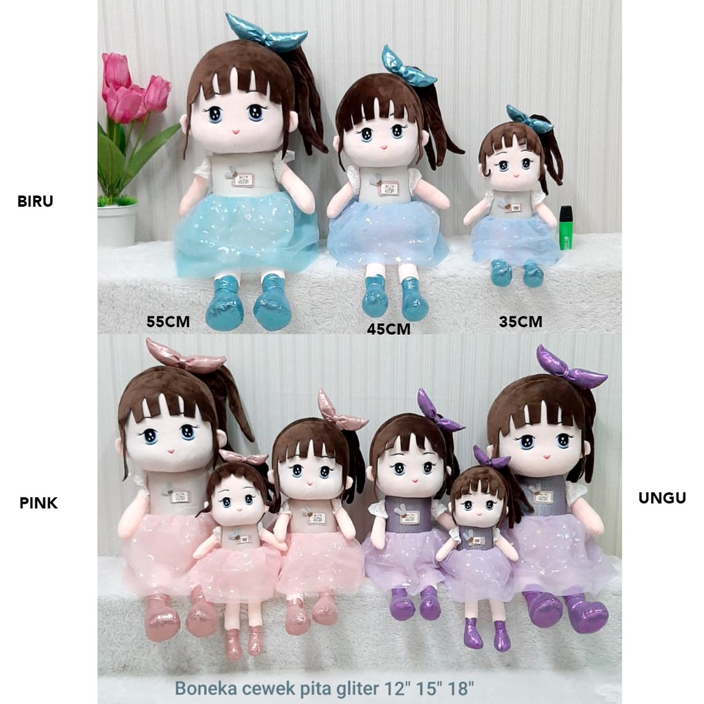 Boneka Cewe Baju Pelangi 45CM Impor Esklusif