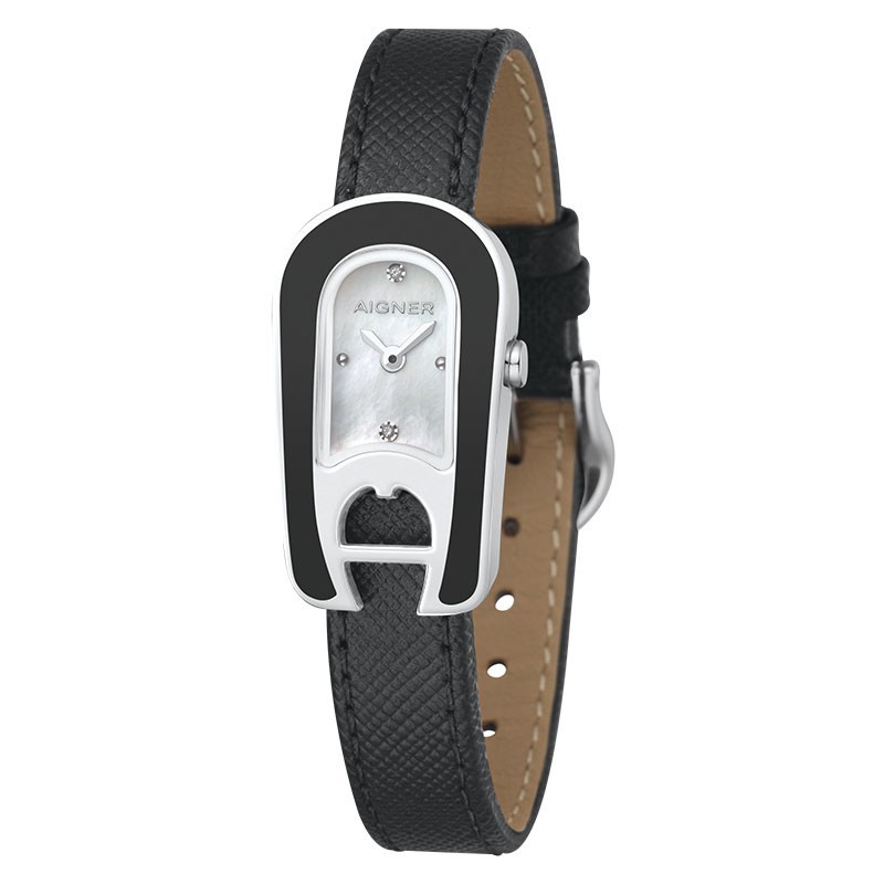 Aigner Aprillia A30210 Mother of Pearl Dial Black Genuine Leather Strap - TIMEARENA