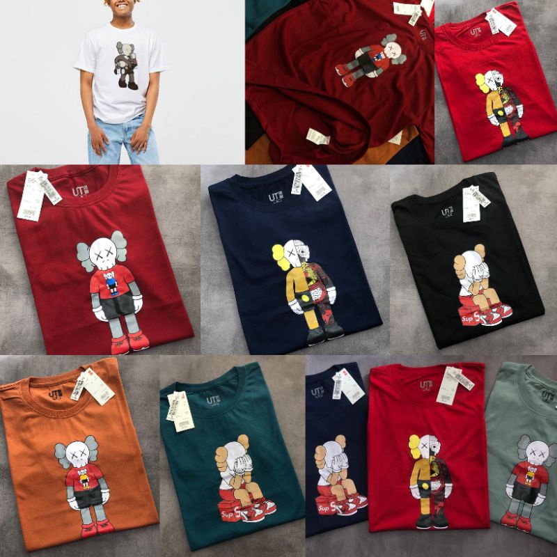 Kaos Uniqlo Kaos UNIQLO X KAWS Tebal Lembut Lengan Pendek Pria Dan Wanita