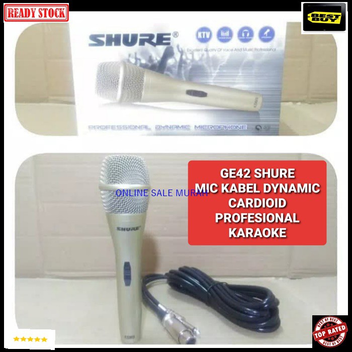 G42 Shure Mic kabel sound system Microphone dynamic cardioid profesional karaoke vocal vocal audio mik pengeras suara pro profesional vokal mikrophone G42   BISA DIGUNAKAN SEGALA JENIS AUDIO SOUND  LANGSUNG NYALA TANPA PAKAI BATERAI  Bahan dari besi metal