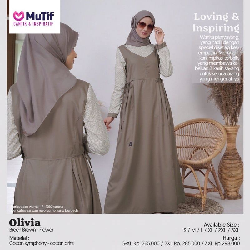 OLIVIA BREEN BROWN | DISKON GAMIS MUTIF TERBARU | COKLAT NUDE POLOS MOTIF BUNGA