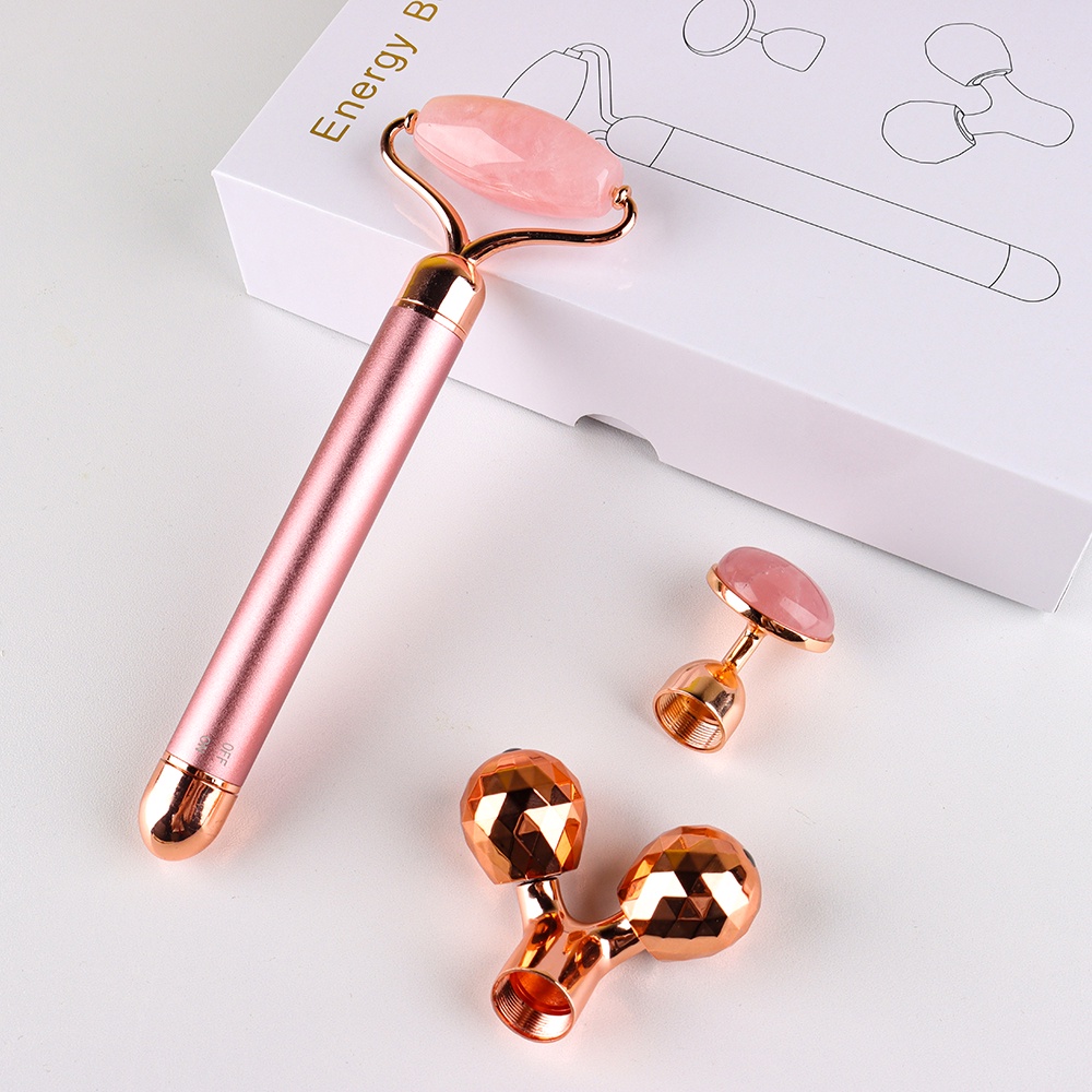 Massage Electric Beauty Bar - Alat Pijat Wajah Rosequartz Jade