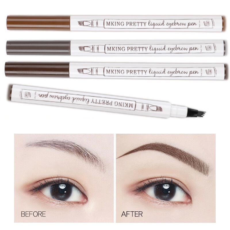 COCO MAMA 4 Tips Pensil Alis Long Lasting Anti Air Eyebrow Pencil Tarik Benang Eyebrow Waterproof Untuk Sulam Cetakan Alis