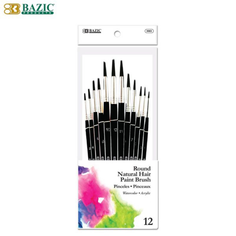 

ATK-POINT | BAZIC Brush/kuas 1 set 12pcs untuk watercolor-acrylic 3983
