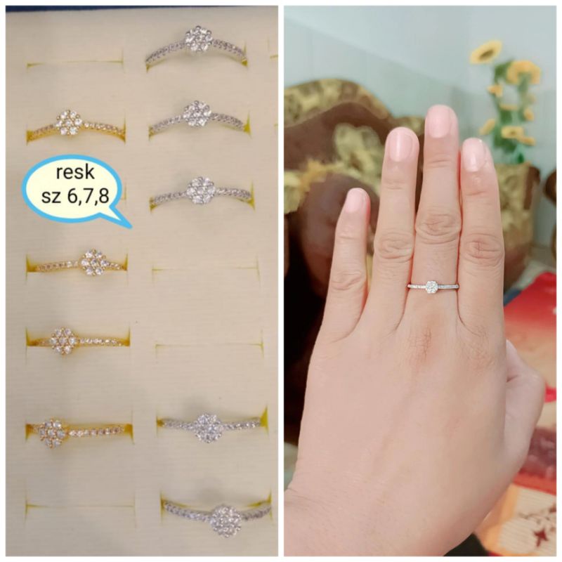 Cincin imut mata diamond ala replika emas putih