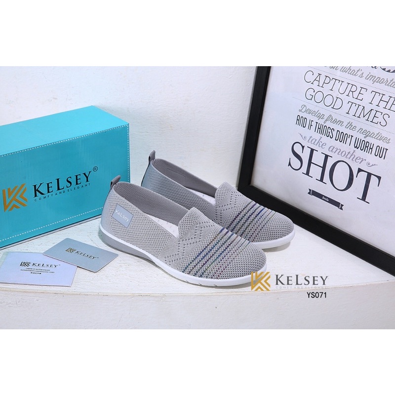 (GRATIS ALAS KAKI) Kelsey Sepatu Flyknit Flat Shoes Wanita  YS071