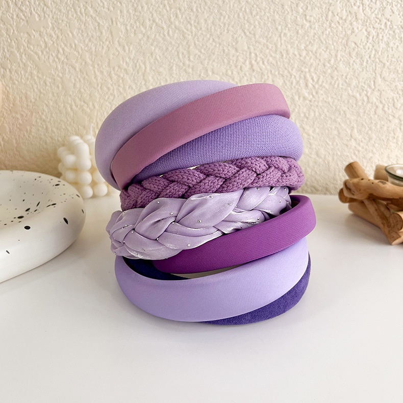 BANDO KAIN VARIAN WARNA UNGU MOTIF BANDANA PURPLE HEADBAND SATIN SILK COTTON HAIR BAND BENDO AKSESORIS RAMBUT LEBAR HAIR ACCESSORIES