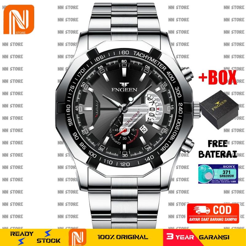 COD [ BEST SELLER ] S001 Jam Tangan Pria Luxury Stainless Steel Tahan Air 100% Original + Baterai Cadangan dan Kotak Jam