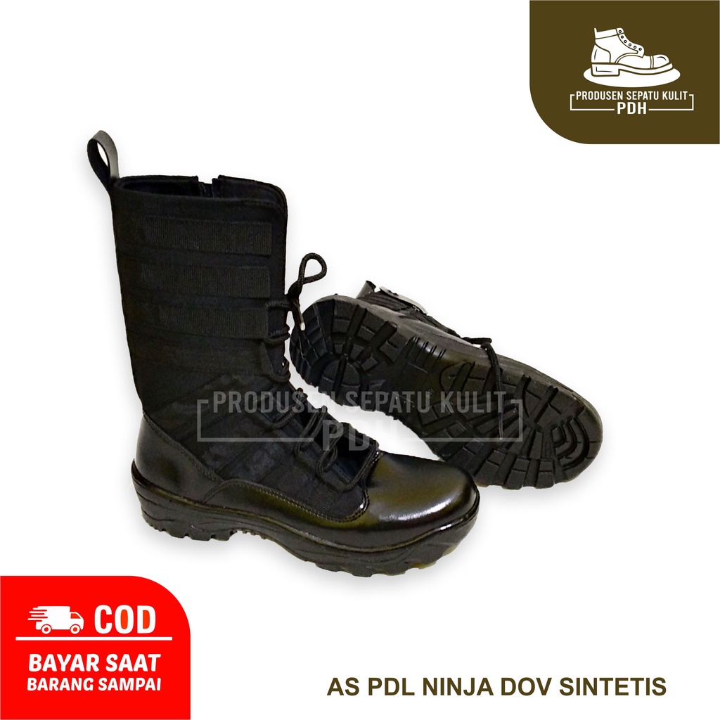 SEPATU PDL NINJA JATAH KANVAS KULIT DOFF SINTETIS SEPATU SATPAM POL PP SATPOL TNI POLRI SECURITY BOA WEBA